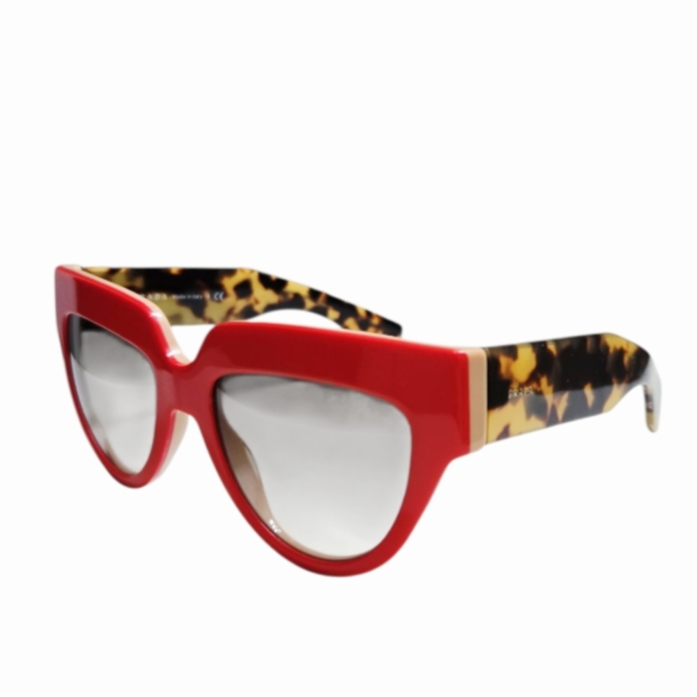 Prada Red Cat-Eye Sunglasses with Tortoiseshell Temples - Picture 3 of 7